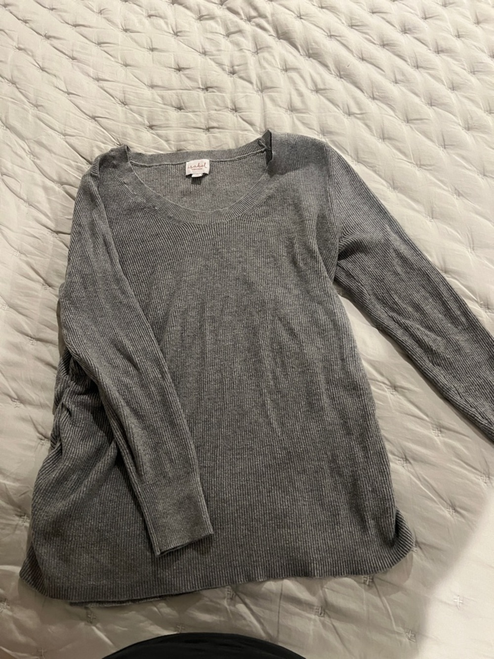 Maternity Grey Ribbed Long Sleeve Sweater